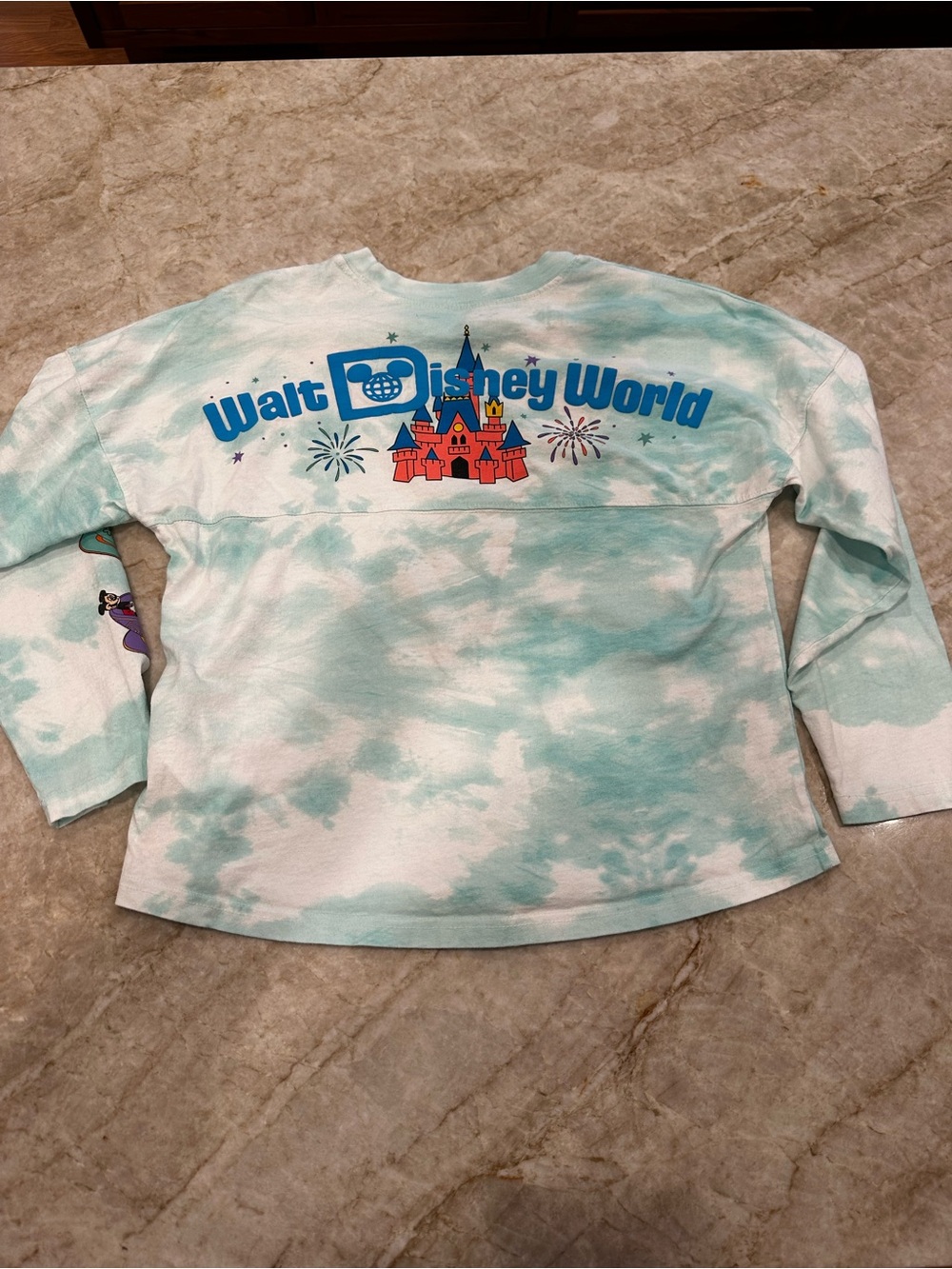 Disney Walt Disney World Spirit Jersey Tie-Dye Long Sleeve Shirt - Teal & White